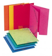 CHEMISE CARTE LUSTREE 240x320mm 3 RABATS ET ELASTIQUES - 50 ASSORTIES
