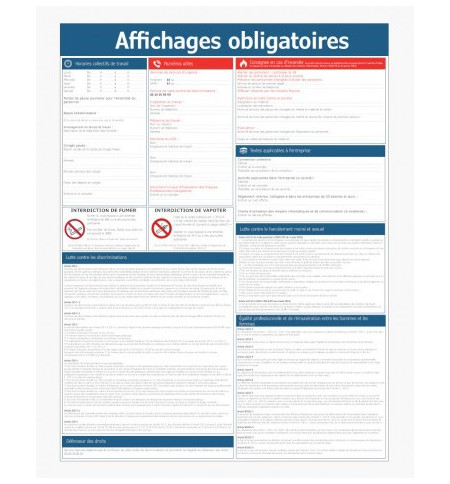 TABLEAU AFFICHAGE OBLIGATOIRE