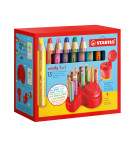 SET 15 STABILO WOODY 3 EN 1 + 1 TAILLE-CRAYON + 1 SUPPORT RANGEMENT