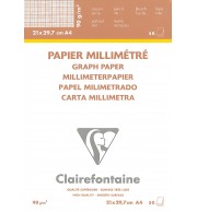 Bloc 50 feuilles papier millimétré A4 90G