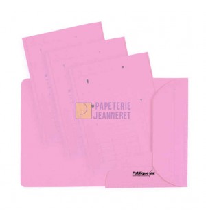 CHEMISES 2 RABATS 235X315mm 240G ROSE AVEC IMPRESSION - PAQUET DE 25