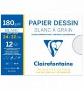 PAPIER DESSIN BLANC A GRAIN 240X320 180G/POCH12F