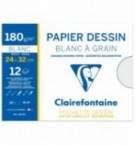 PAPIER DESSIN BLANC A GRAIN 240X320 180G/POCH12F