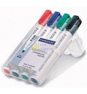 MARQUEURS EFFACABLES A SEC STAEDTLER 351 POINTE OGIVE - 4 ASSORTIS