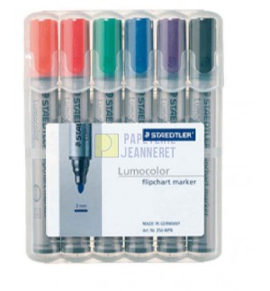 MARQUEURS FLIPCHART STAEDTLER 356 POINTE OGIVE - POCHETTE 6 ASSORTIS