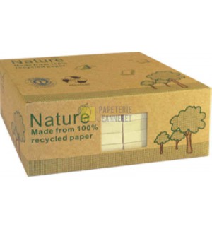 BLOC TYPE POST IT RECYCLE JAUNE 75X125mm - PAQUET DE 12