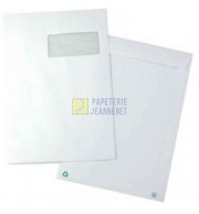 250 POCHETTES 229X324mm PAPIER RECYCLE BLANC FENETRE 90G