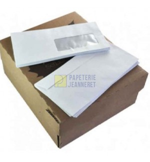 500 ENVELOPPES 110X220mm PAPIER RECYCLE BLANC 80G FENETRE