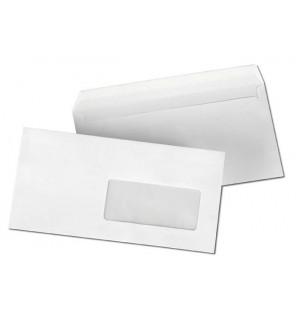 500 ENVELOPPES BLANCHES 110X220mm FENETRE 45 80G AUTOADHESIVES