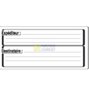 ETIQUETTES AUTOCOLLANTES EXPEDITEUR/DESTINATAIRE 64X135mm - PAQUET 48