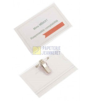 BADGES A EPINGLE EN PVC + PINCE 54X90mm - BOITE DE 50