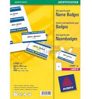 ETIQUETTES POUR BADGE - 55X86mm - BOITE DE 200