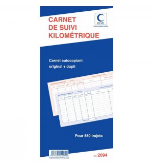 CARNET DE SUIVI KILOMETRIQUE 50 DUPLI 297x140mm