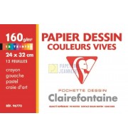 PAPIER DESSIN COUL VIVES ASS 240X320 160G / POCH 12F