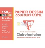 PAPIER DESSIN COUL PASTEL ASS 240X320 160G / POCH 12F