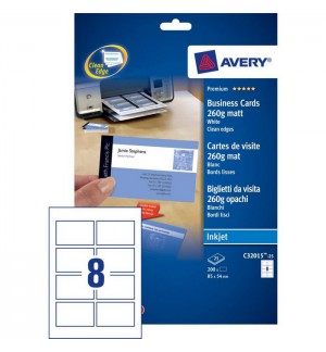 BOITE 200 CARTES DE VISITE JET D'ENCRE 260G 85x54mm