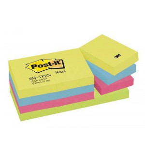 POST-IT 38X51mm ASSORTIS VIFS - PAQUET DE 12