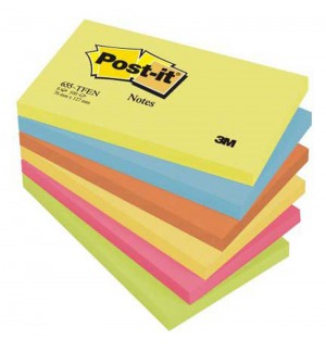 POST-IT 76X127mm ASSORTIS VIFS - LOT DE 6