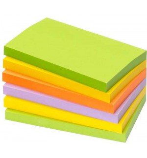 BLOCS TYPE POST IT 76X125mm VIFS ASSORTIS - PAQUET DE 6