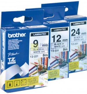 RUBAN TITREUSE BROTHER 6mm NOIR/FOND BLANC/346796