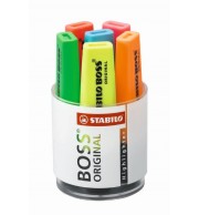 Pot 6 surligneurs BOSS ORIGINAL jaune + bleu + vert + rouge + orange + rose