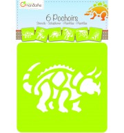 SET 6 POCHOIRS DINOSAURES ASSORTIS