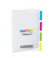 CAHIER POLYPRO 4 EN 1 - 4 ENCOCHES COULEURS 17X22cm 140P