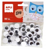 YEUX MOBILES ADH. DIAM 15mm - SACHET DE 50 REF 18254