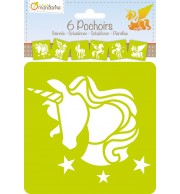 SET 6 POCHOIRS 15 X 15 cm LICORNES