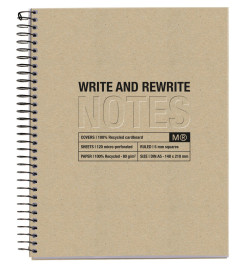 CAHIER SPIRALE EN PAPIER RECYCLE 5X5 80 G 148 X 210 MM