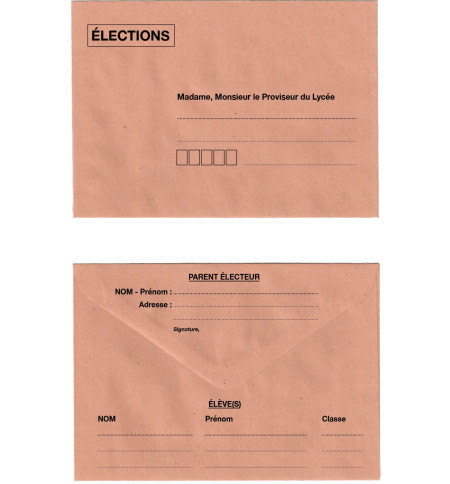 500 ENVELOPPES BULLE 114X162 / ELECTION LYCEE