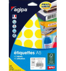 ETIQUETTES AUTOCOLLANTES DIAM 30mm JAUNES - PAQUET DE 240