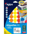 ETIQUETTES AUTOCOLLANTES DIAM 24mm COLORIS ASSORTIS - SACHET DE 280