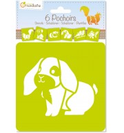 SET 6 POCHOIRS ANIMAUX FAMILIERS ASSORTIS