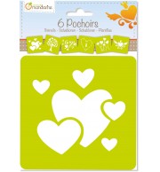 SET DE 6 POCHOIRS 15 X 15 cm COEURS