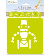 SET 6 POCHOIRS ROBOTS ASSORTIS
