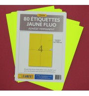 80 ETIQUETTES JAUNE FLUO 105X148,5MM SUR PLANCHE A4