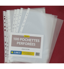 POCHETTES PERFOREES 6/100° A4 - PAQUET DE 100