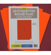 20 ETIQUETTES ROUGE FLUO 210X297MM