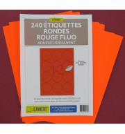 240 PASTILLES RONDES ROUGE FLUO DIAM. 63MM SUR PLANCHE A4