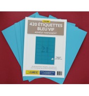 420 ETIQUETTES BLEUES 63,5X38,1MM SUR PLANCHE A4