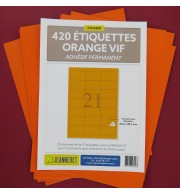 420 ETIQUETTES ORANGE 63,5X38,1MM SUR PLANCHE A4