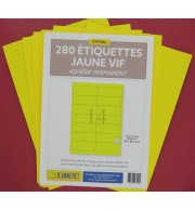 280 ETIQUETTES JAUNES 99X38,1MM SUR PLANCHE A4