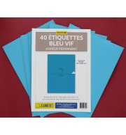 40 ETIQUETTES BLEUES 210X148,5MM SUR PLANCHE A4