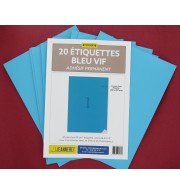 20 ETIQUETTES BLEUES 210X297MM SUR PLANCHE A4