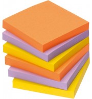 BLOCS TYPE POST IT 76X76mm COLORIS VIFS ASSORTIS - PAQUET DE 6